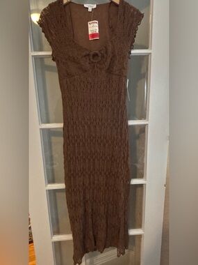 NWT Brown Lace Maxi Dress - KIRIOUS LOS ANGELOS